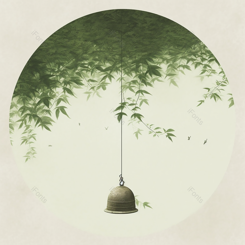 简约风绿色枫叶吊坠铃铛插画,插画/手绘图,插画/手绘图库,插画/手绘图下载,插画/手绘